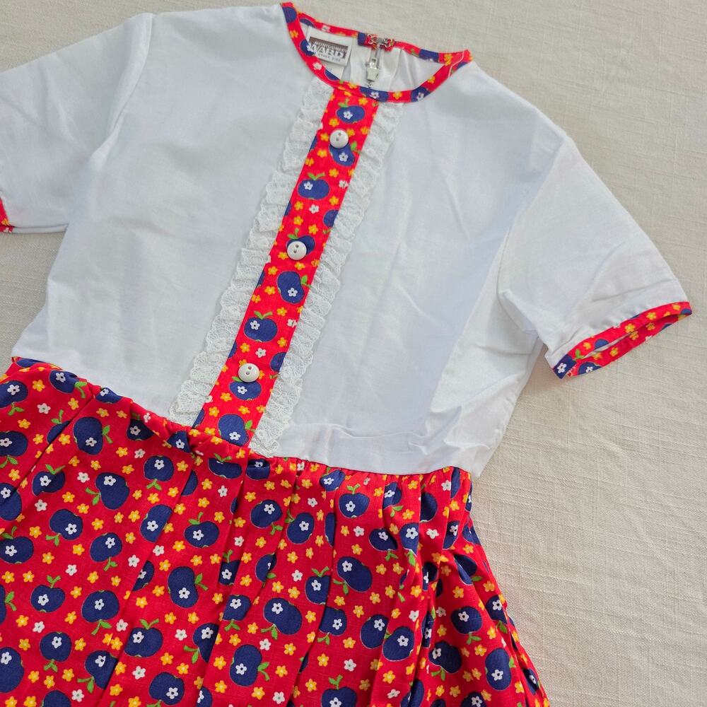 Vintage 70s Apples + Floral Dress 4t - Picture 2 of 6